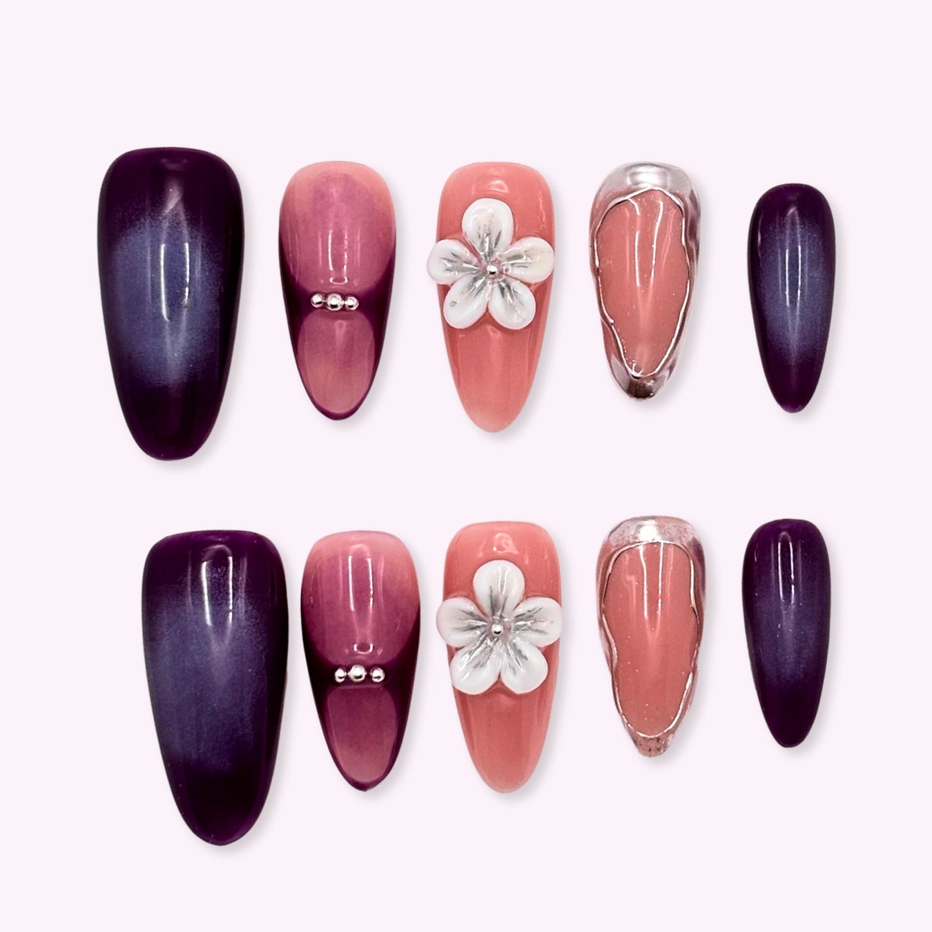 Pinkie Promise Nails Press-Ons Reusable Best Press-on Nails Salon Quality Nails at home Blair Long Length Almond Press-On Nails
