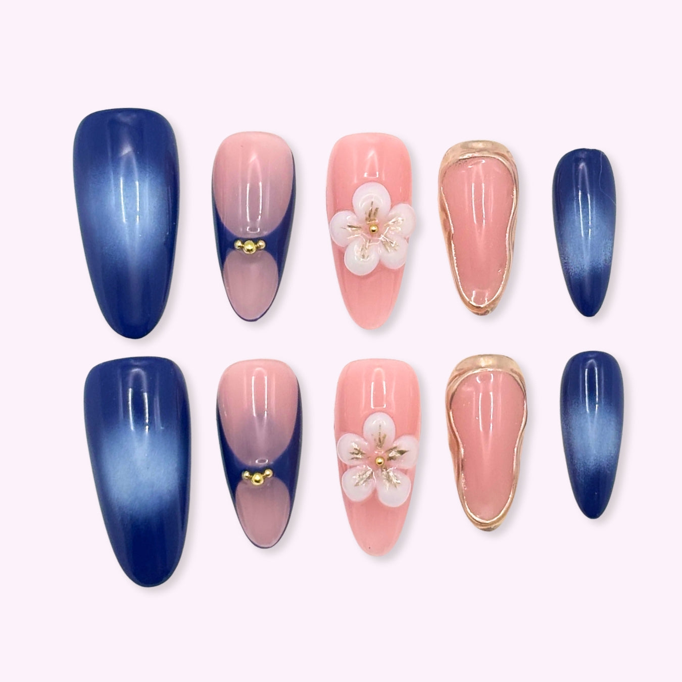 Pinkie Promise Nails Press-Ons Reusable Best Press-on Nails Salon Quality Nails at home Serena Long Length Almond Press-On Nails