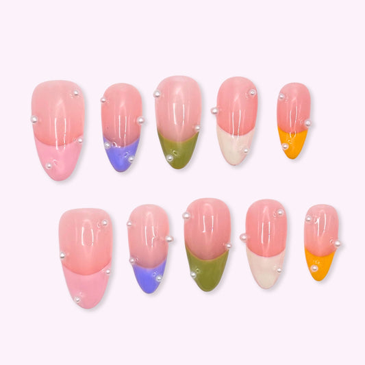Pinkie Promise Nails Press-Ons Reusable Best Press-on Nails Salon Quality Nails at home Allie Medium Almond Press-On Nails