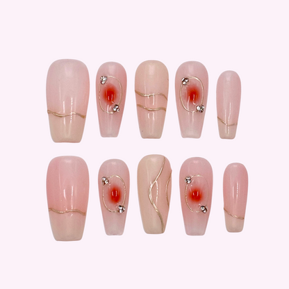 Pinkie Promise Nails Press-Ons Reusable Best Press-on Nails Salon Quality Nails at home Angel Long Ballerina Nails
