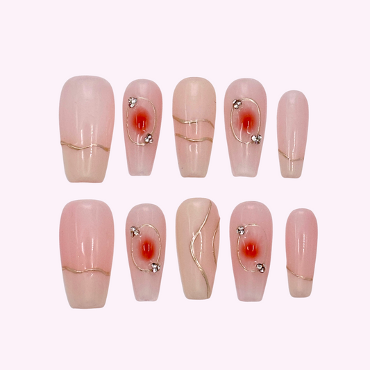 Pinkie Promise Nails Press-Ons Reusable Best Press-on Nails Salon Quality Nails at home Angel Long Ballerina Nails