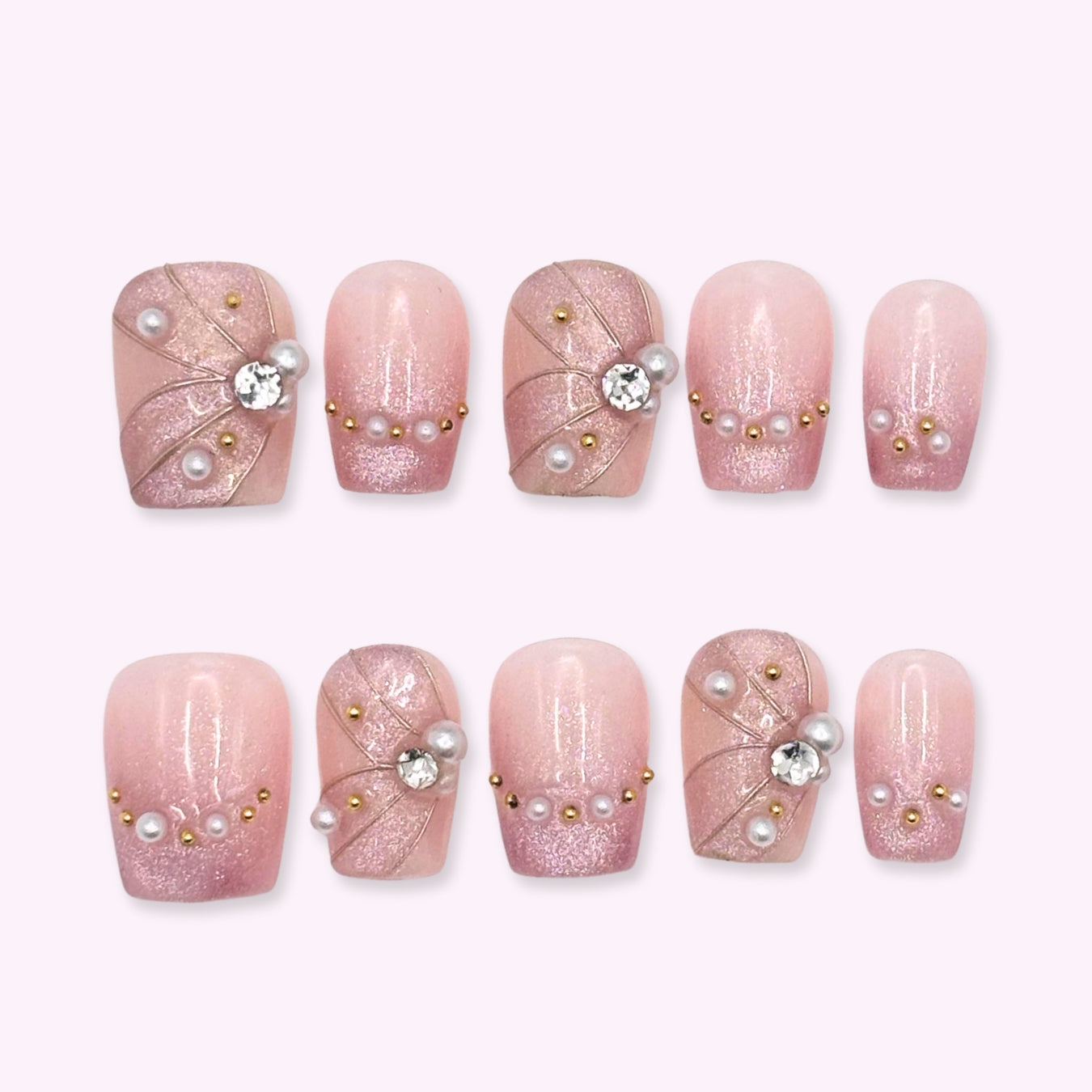 Pinkie Promise Nails Press-Ons Reusable Best Press-on Nails Salon Quality Nails at home Ashlee Extra Short Ballerina Press-On Nails