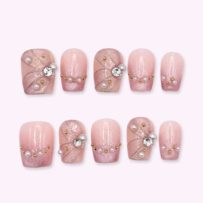 Pinkie Promise Nails Press-Ons Reusable Best Press-on Nails Salon Quality Nails at home Ashlee Extra Short Ballerina Press-On Nails