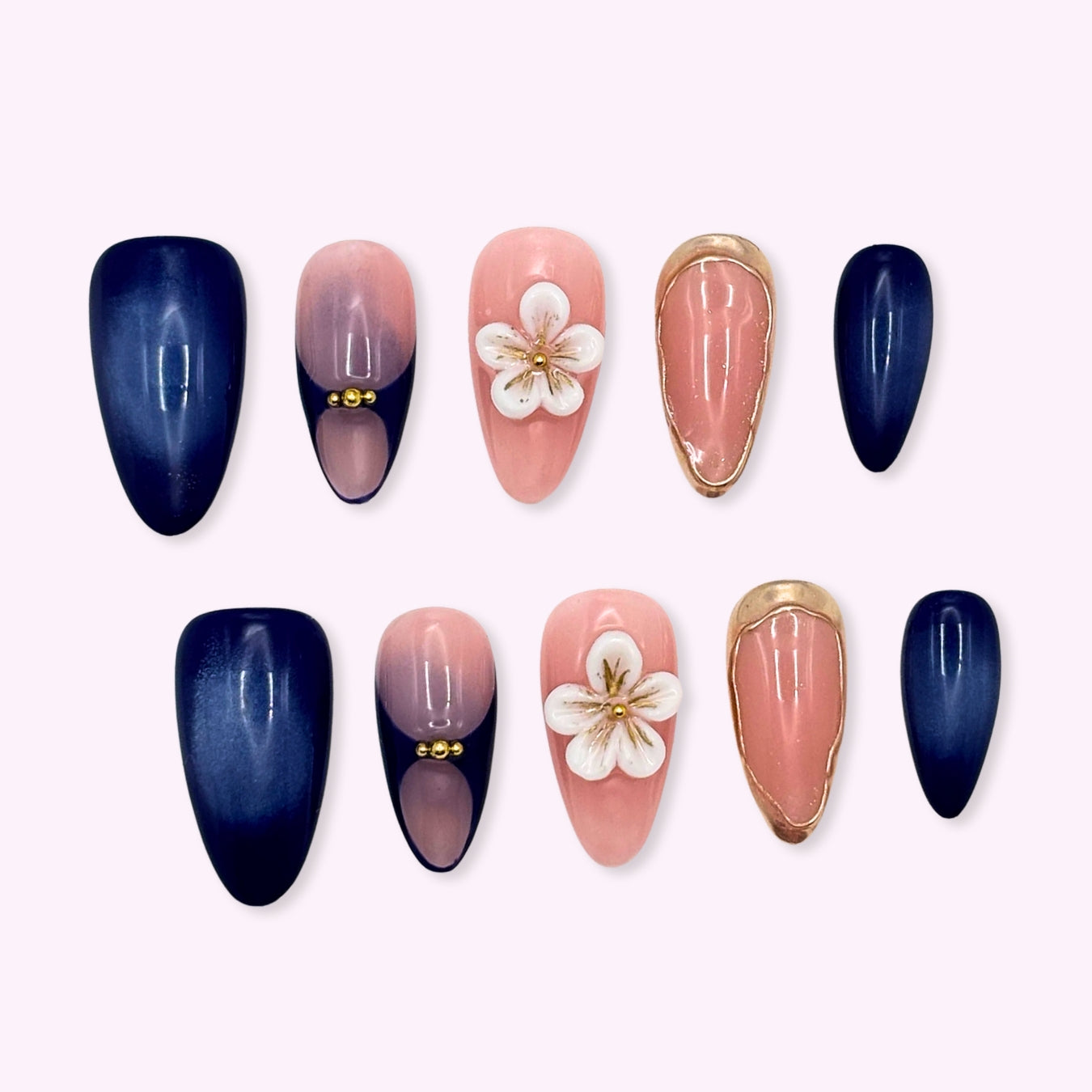 Pinkie Promise Nails Press-Ons Reusable Best Press-on Nails Salon Quality Nails at home Serena Medium Length Almond Press-On Nails