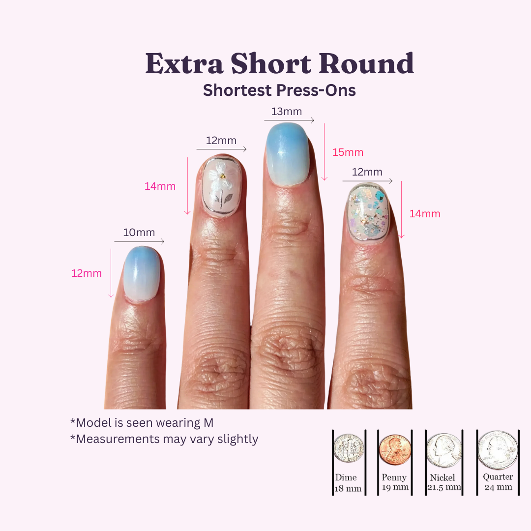 Pinkie Promise Nails Size Chart for Nails Extra Short Round Nail Sizes Shortest Press-Ons